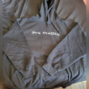 Black Hoodie with Saying size XL